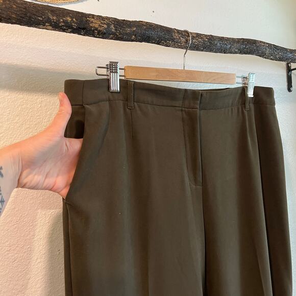 Coldwater Creek Olive Green High Rise Relaxed Wide Leg Trouser Pants Size 12 - Picture 3 of 13